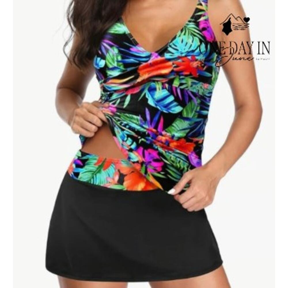 Talisea Plus Size Cage Back Skirtini Swimsuit Size XL